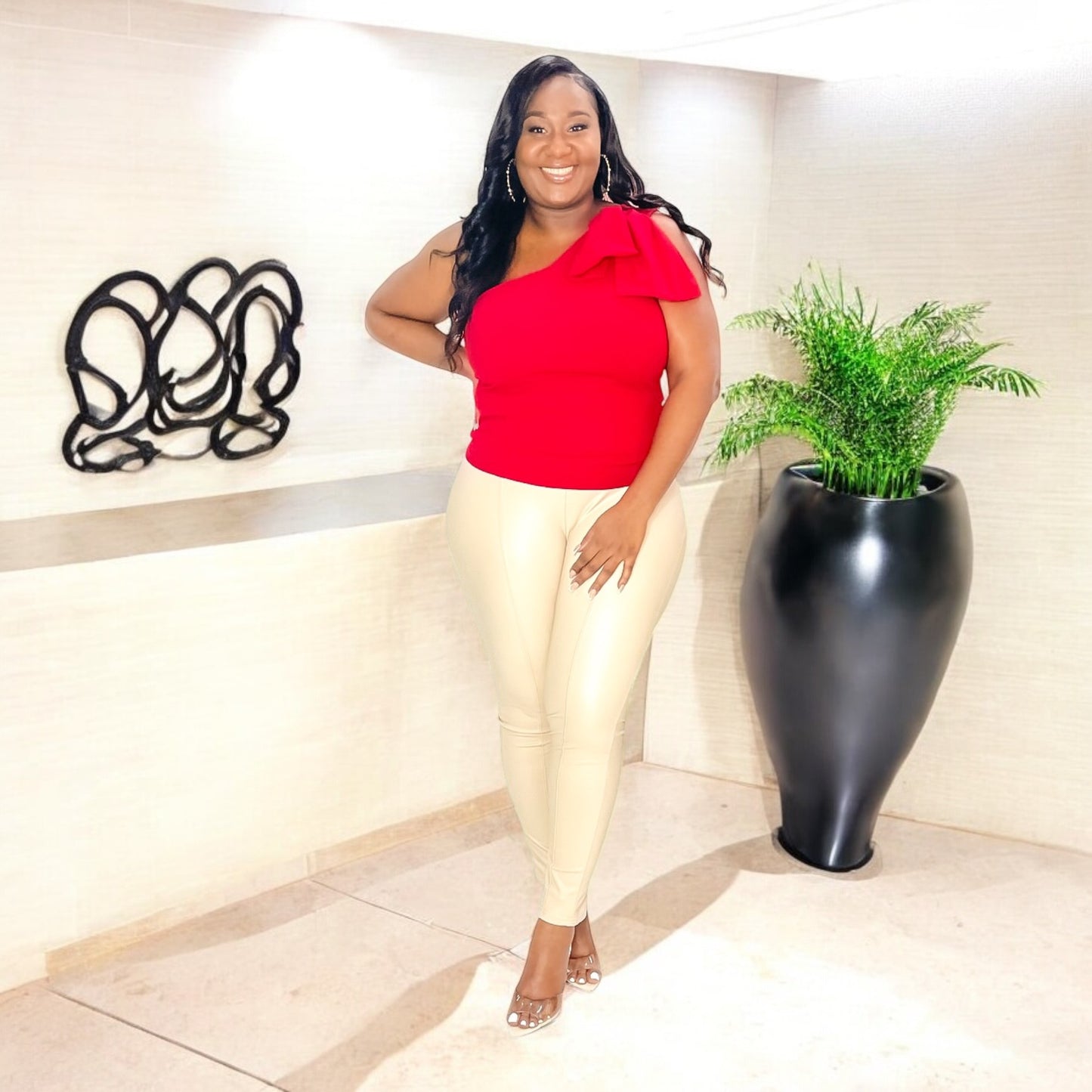 Bold Bloom One-Shoulder Top