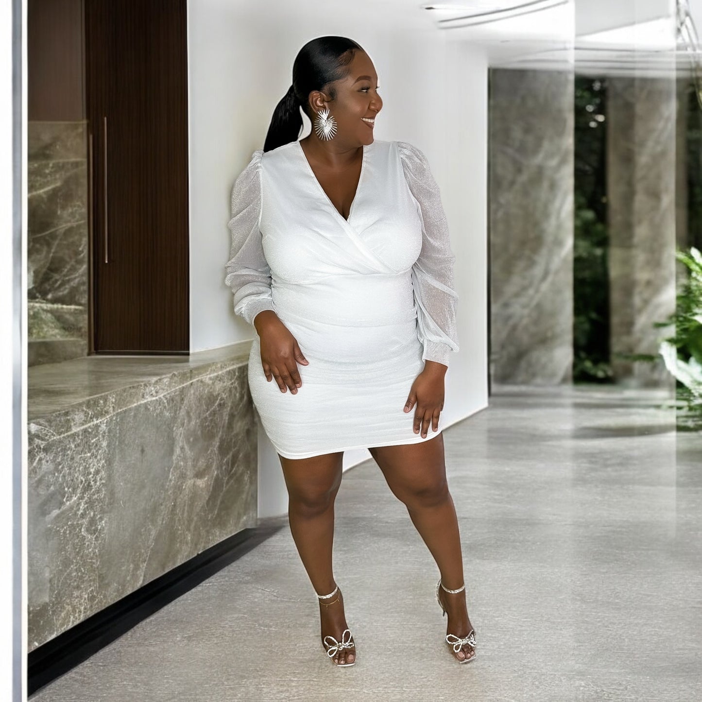 Glow Getter Mini Dress – White Sparkle