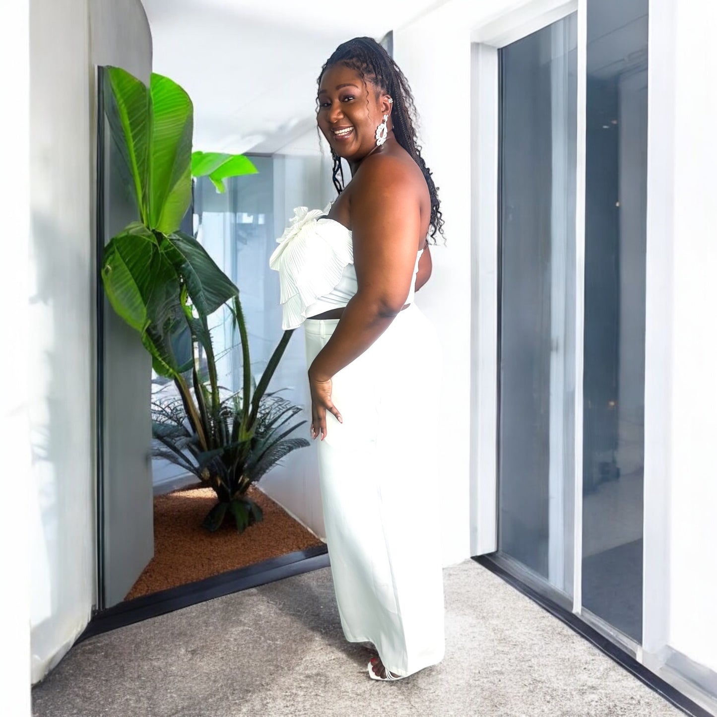 Her Black Palazzo Pants-white