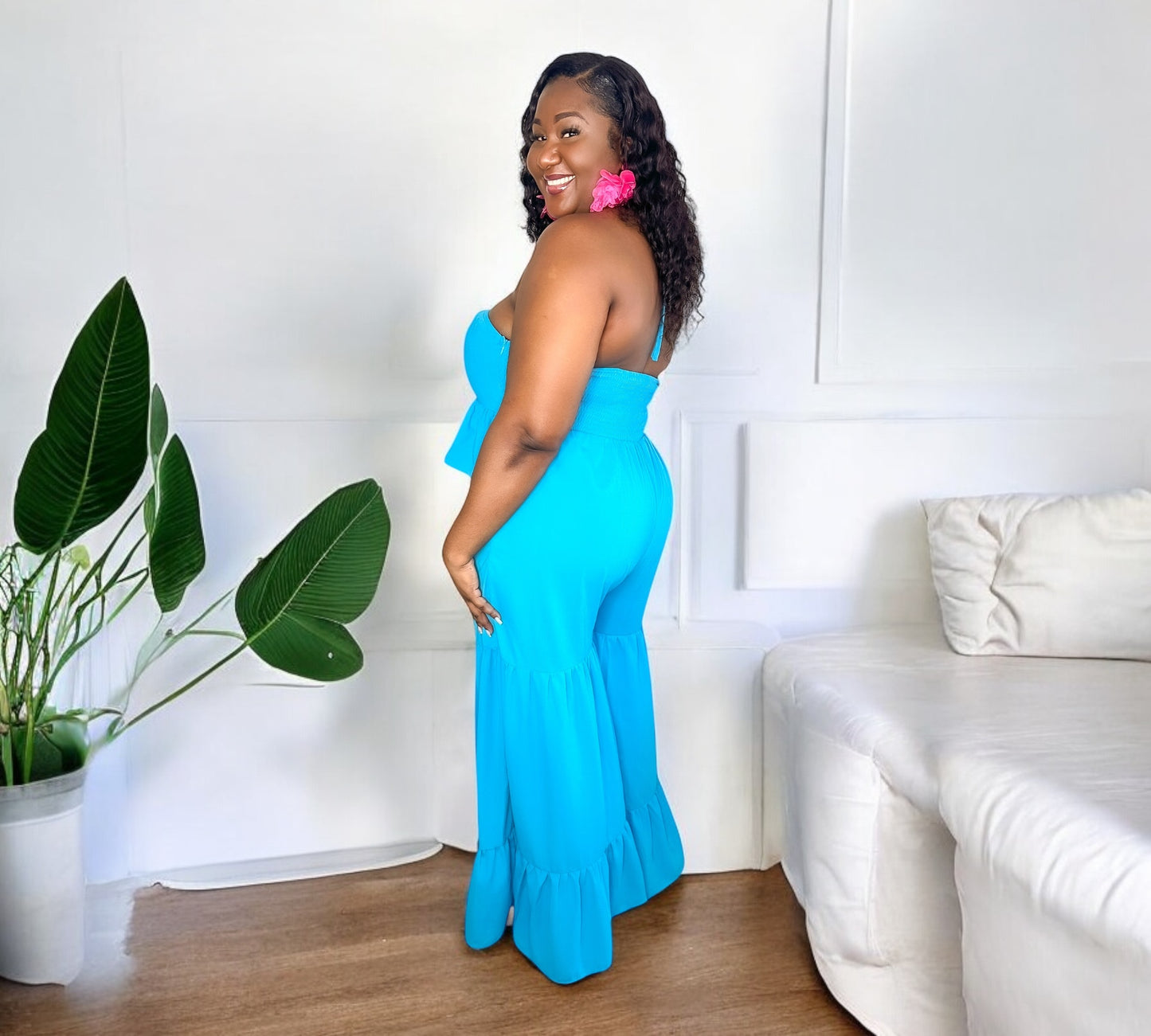 Blue Wide Leg Alter Back Jumper
