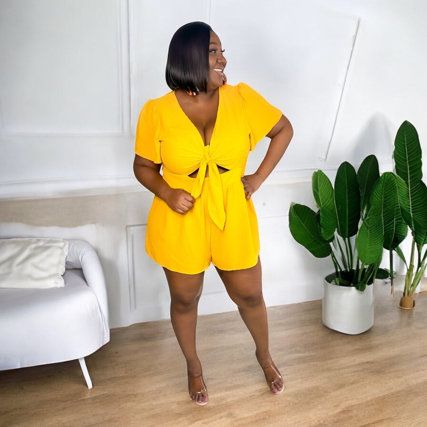 Mustard Tie Front Romper