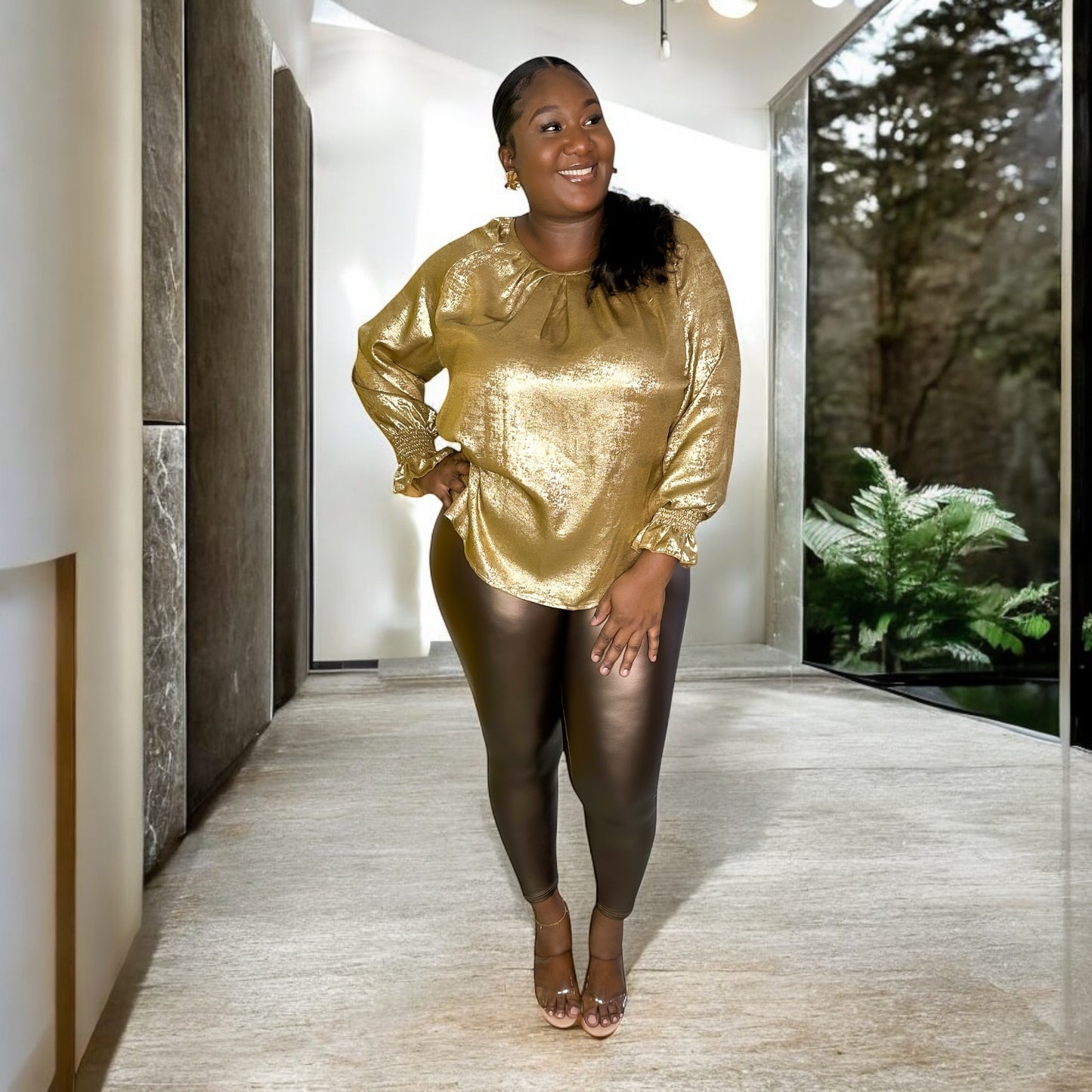 Luxe Glow Metallic Top – Gold & Bronze