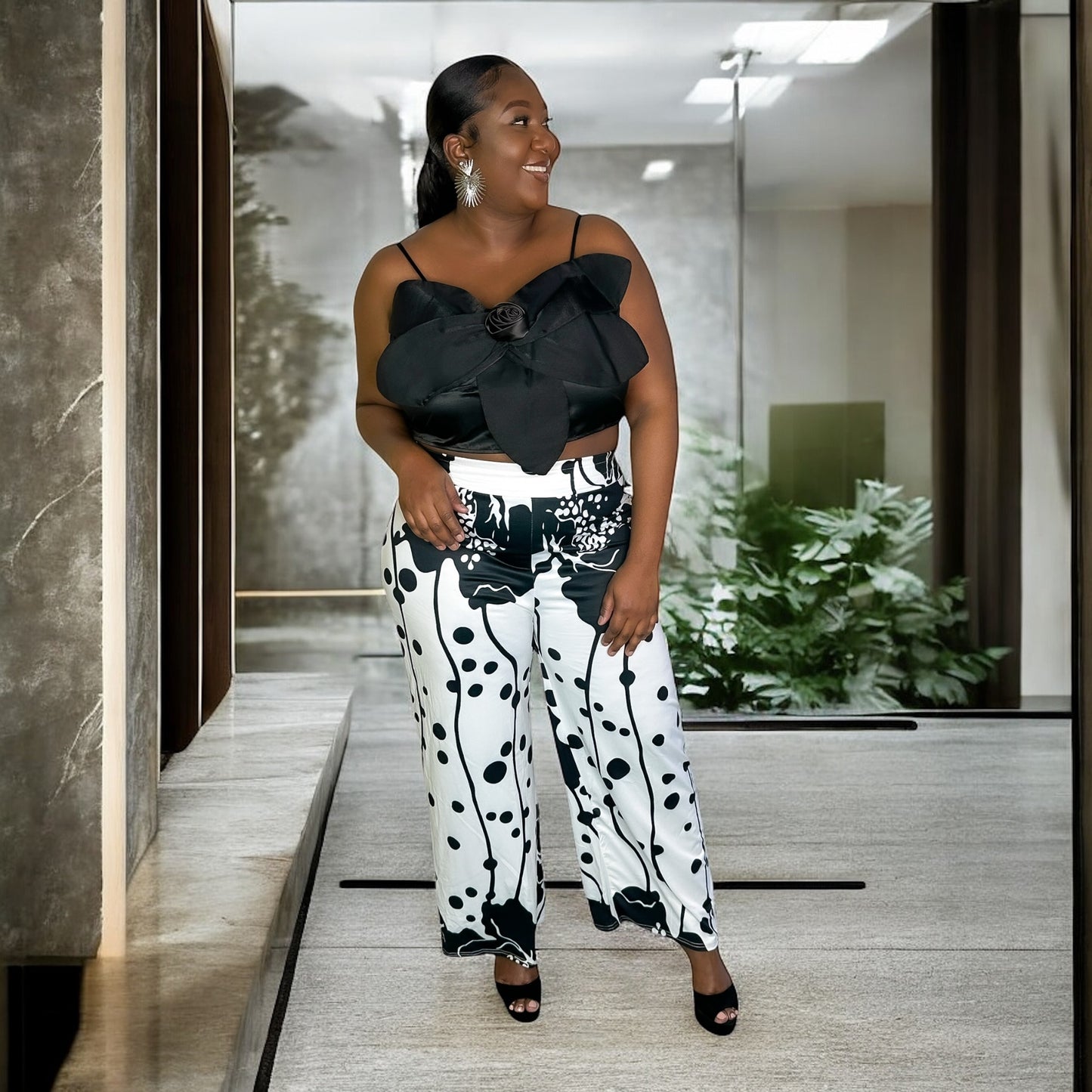 Black Blossom Flower Top