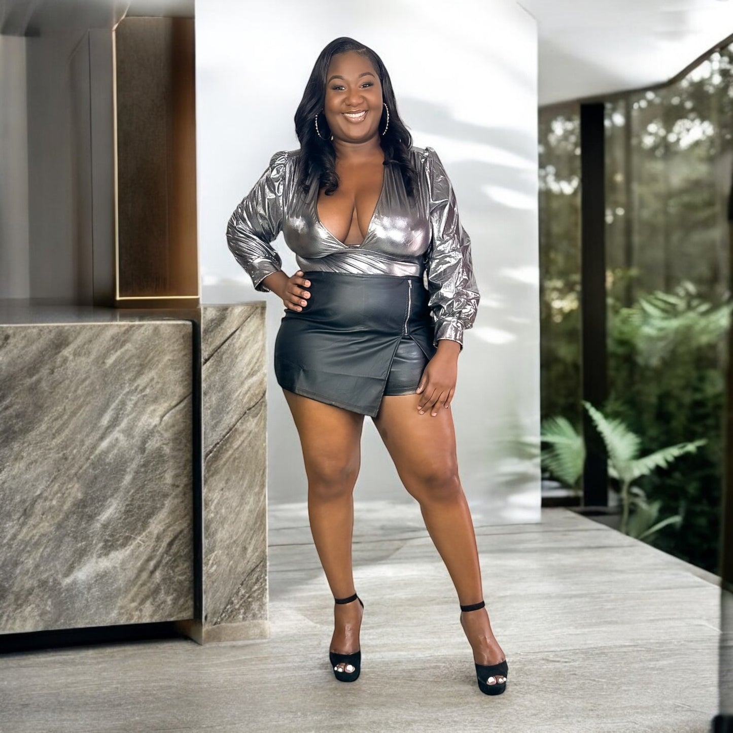 Black Leather Skort