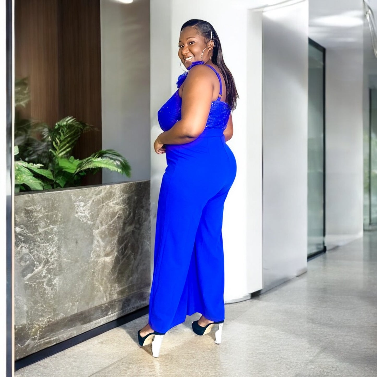 Royal Bloom Sequin Jumpsuit