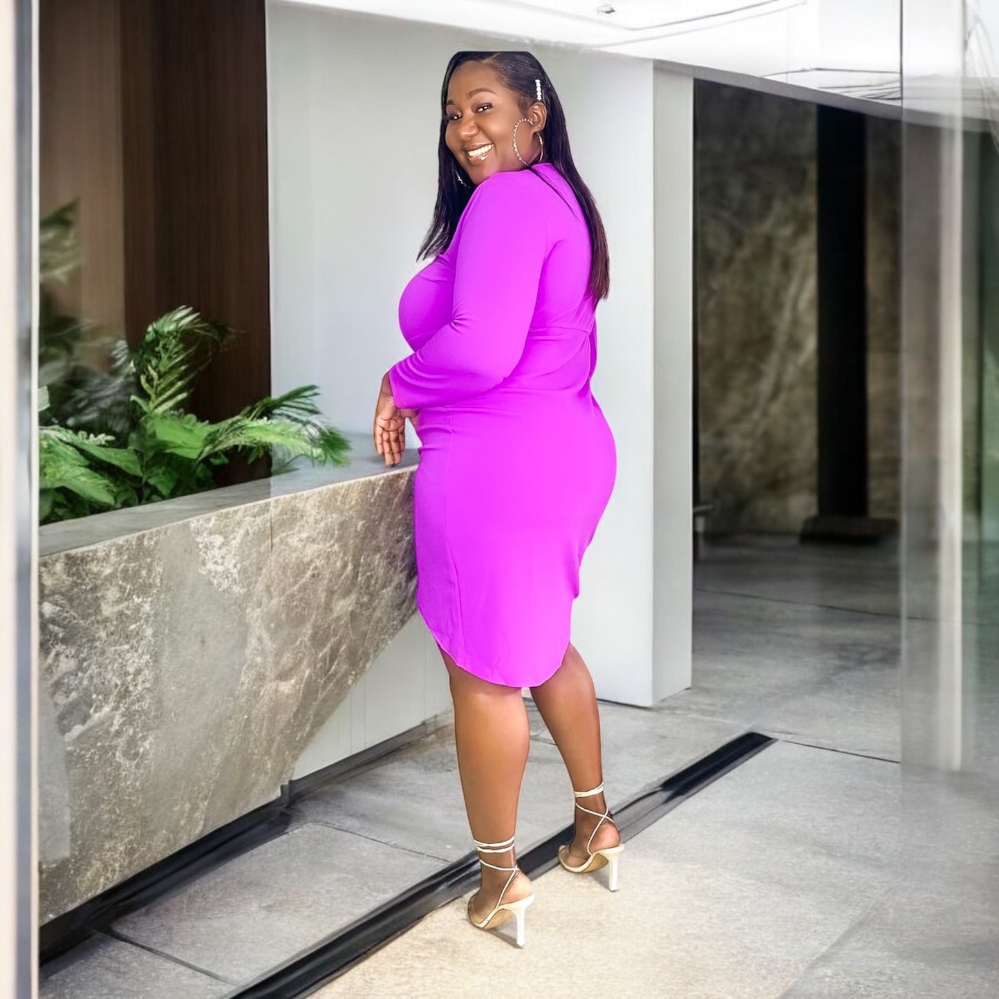 Fuchsia Glimmer Curve Dress