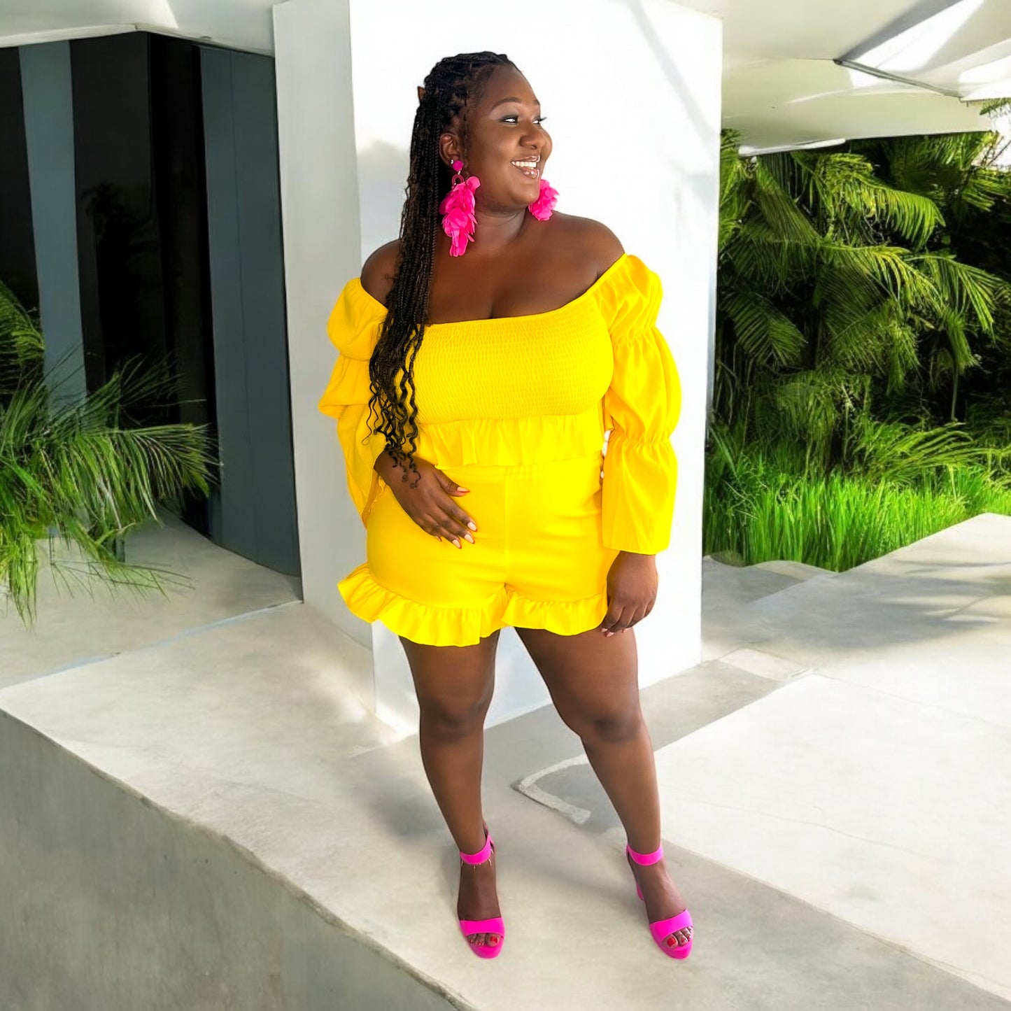 Sunshine Glow Ruffle Short Set