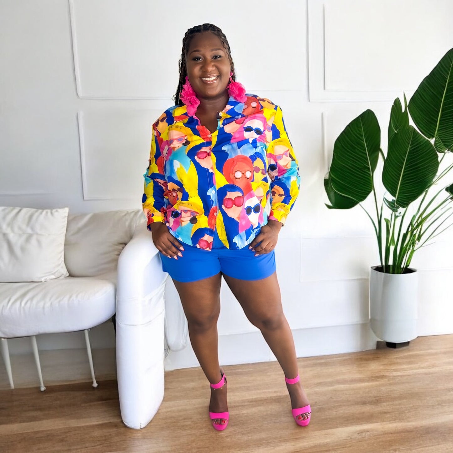 Bold Faces Button-Up Shirt