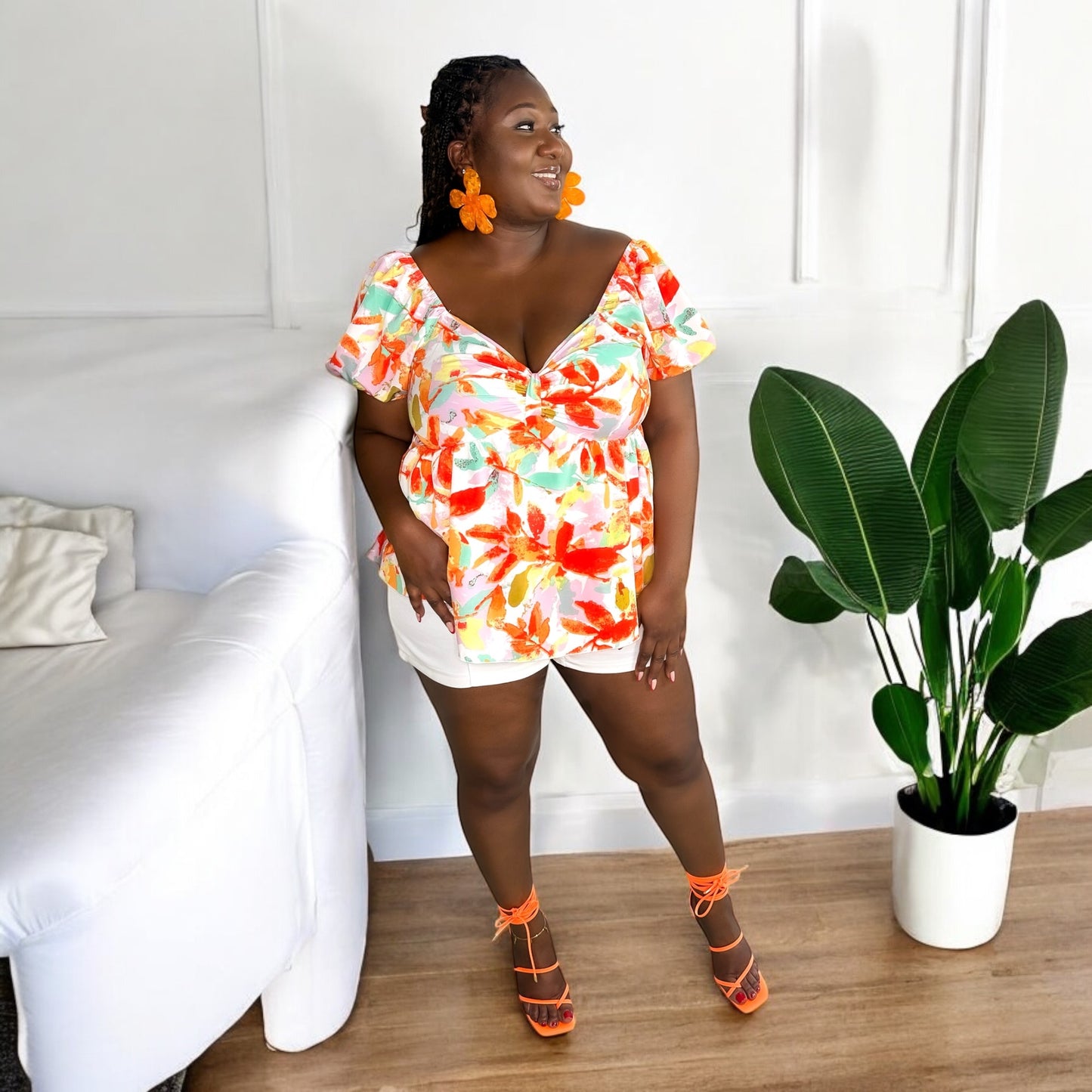 Tropical Bloom Babydoll Blouse