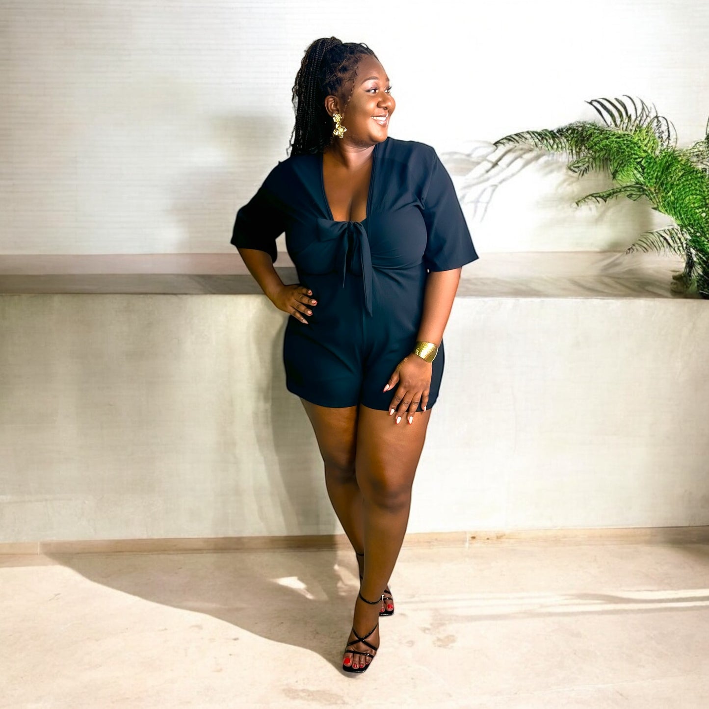 Sleek Chic Tie-Front Romper