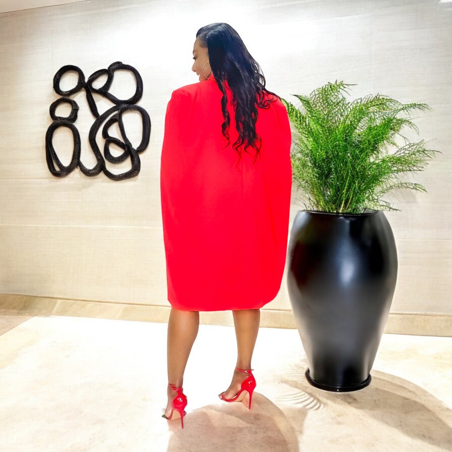 Boss Energy Cape Dress – Red