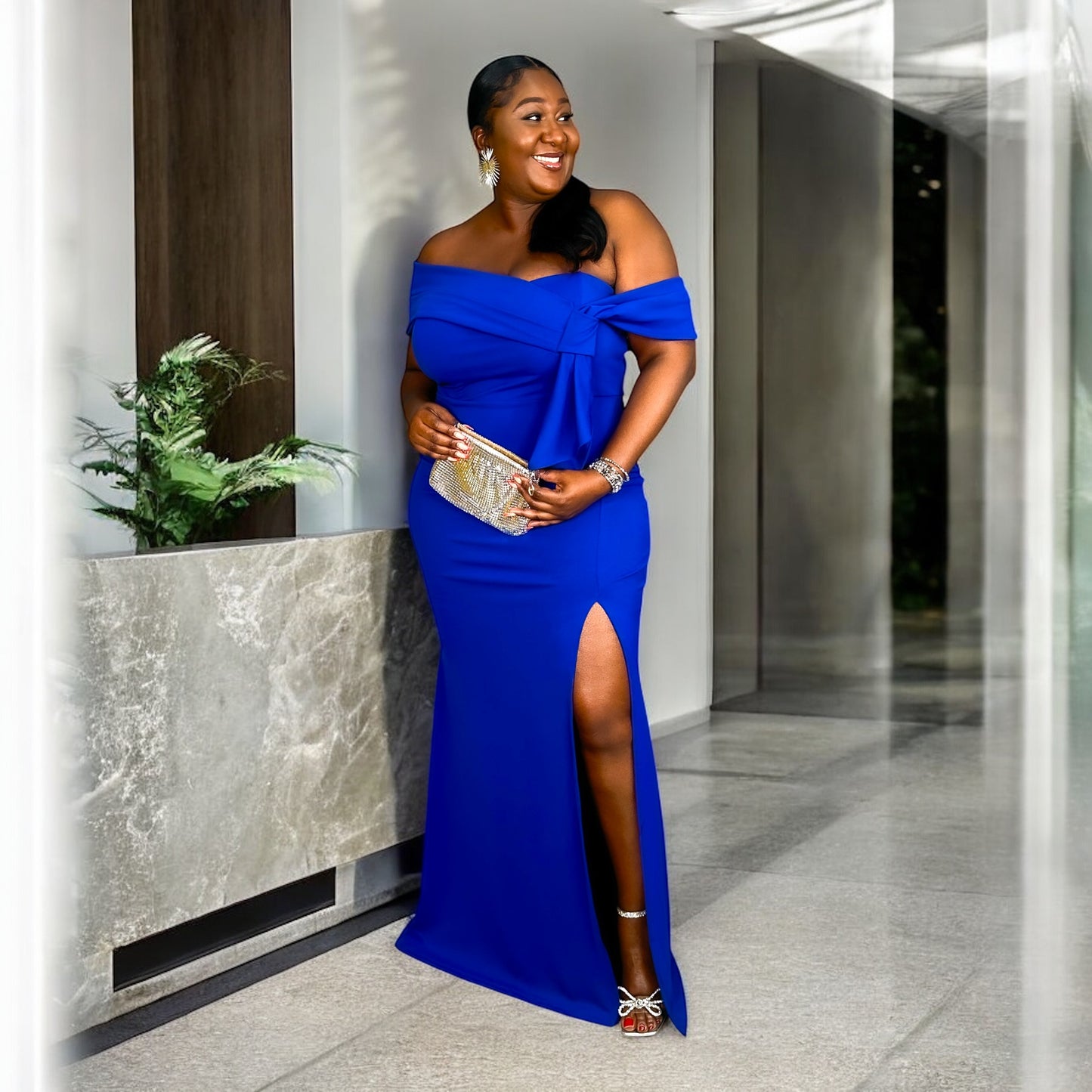Bold Royale Slit Maxi Dress