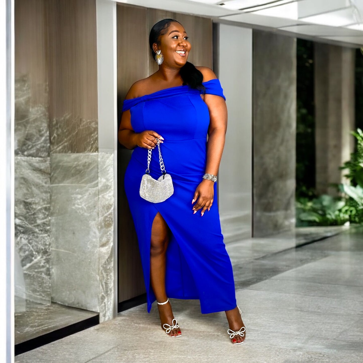 Royal Allure Off-Shoulder Gown