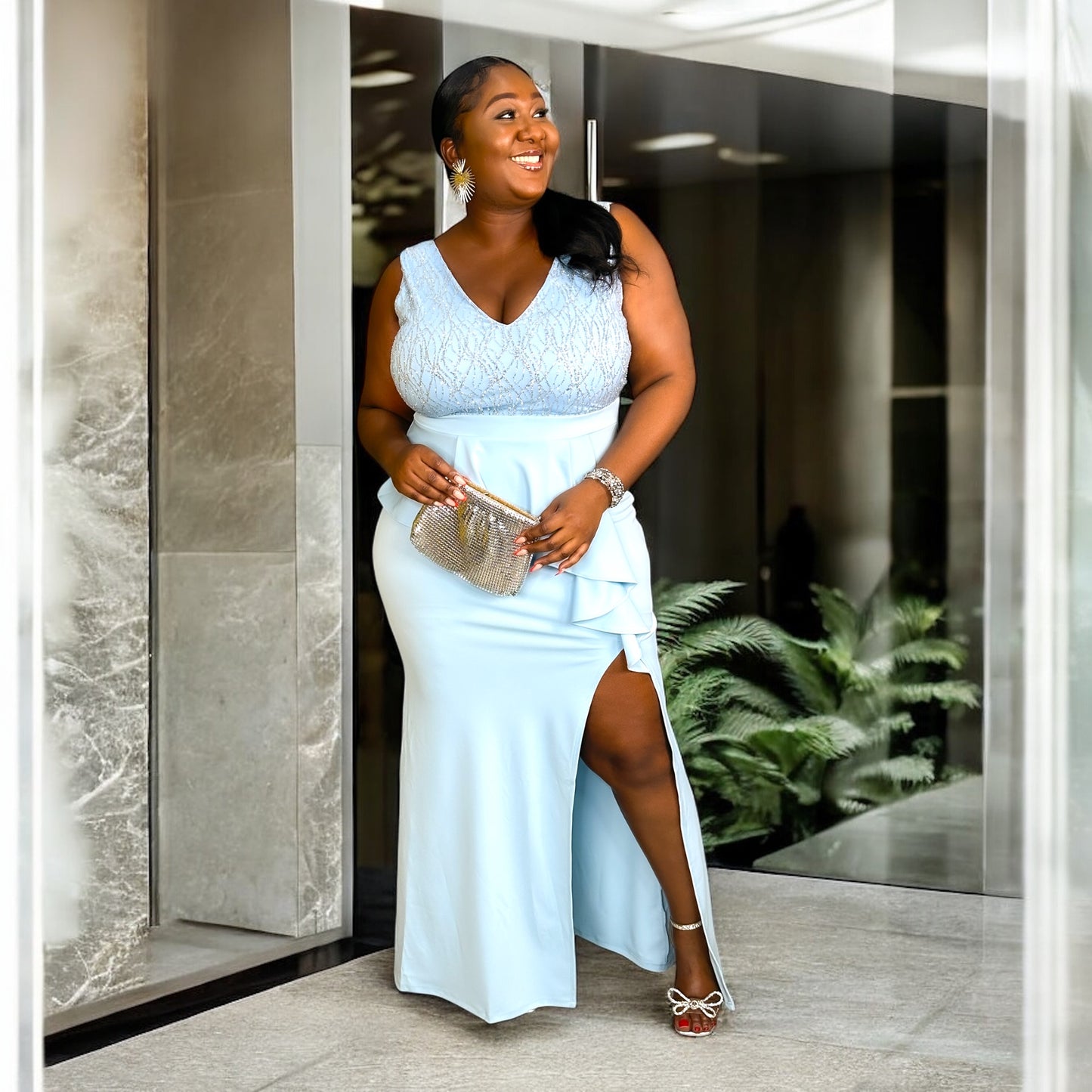 Powder Blue Peplum Gown