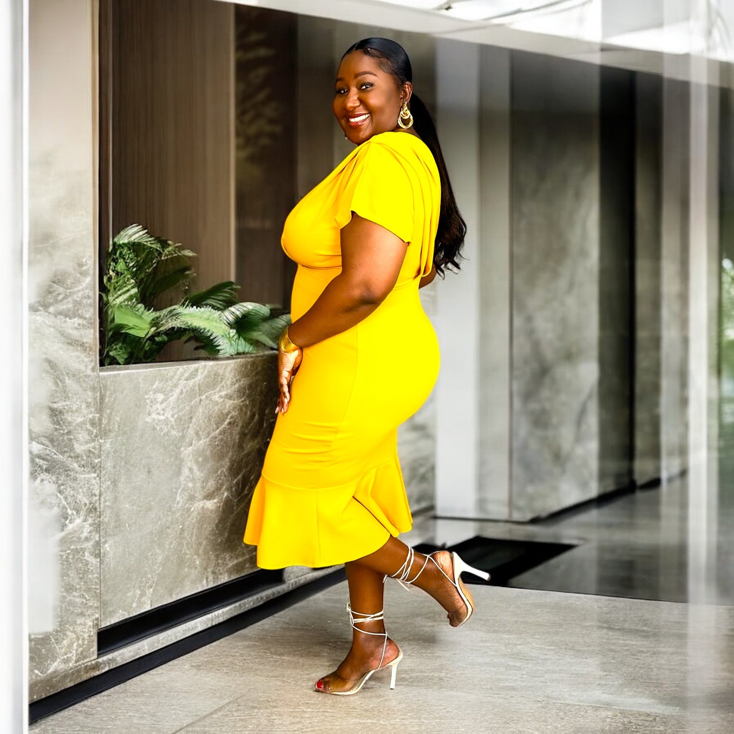 Mustard Muse Peplum Dress
