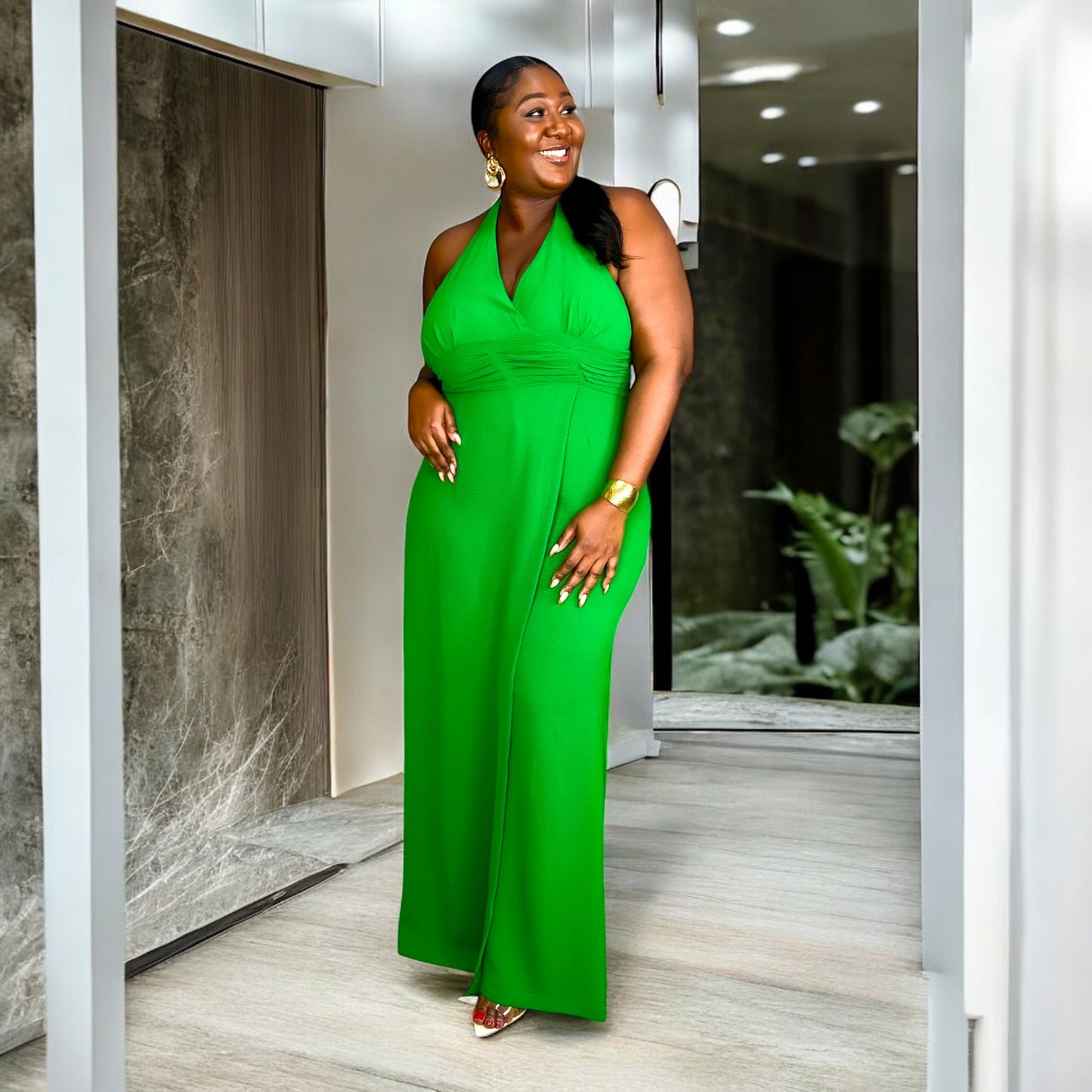 Emerald Curve Halter Jumpsuit