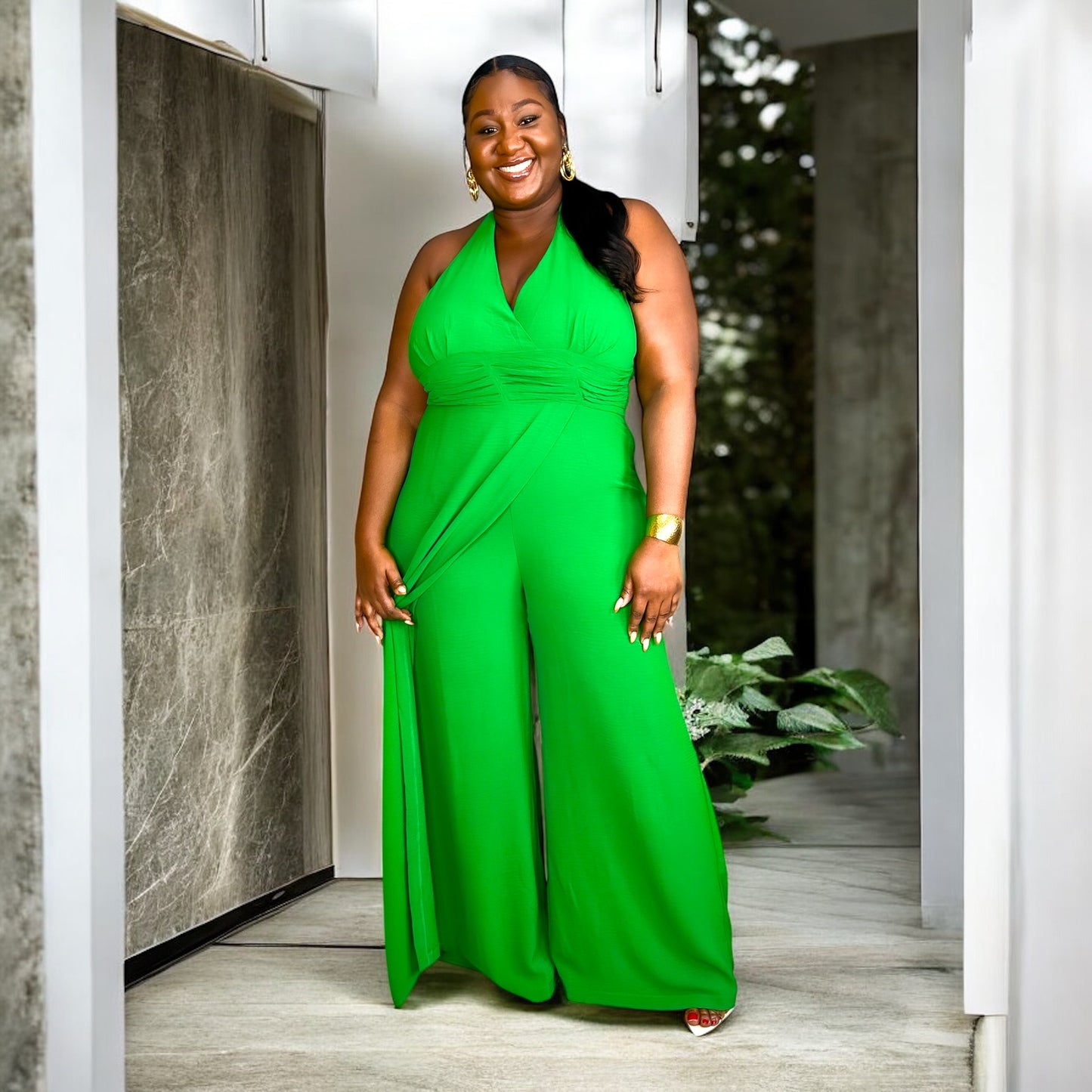 Emerald Curve Halter Jumpsuit