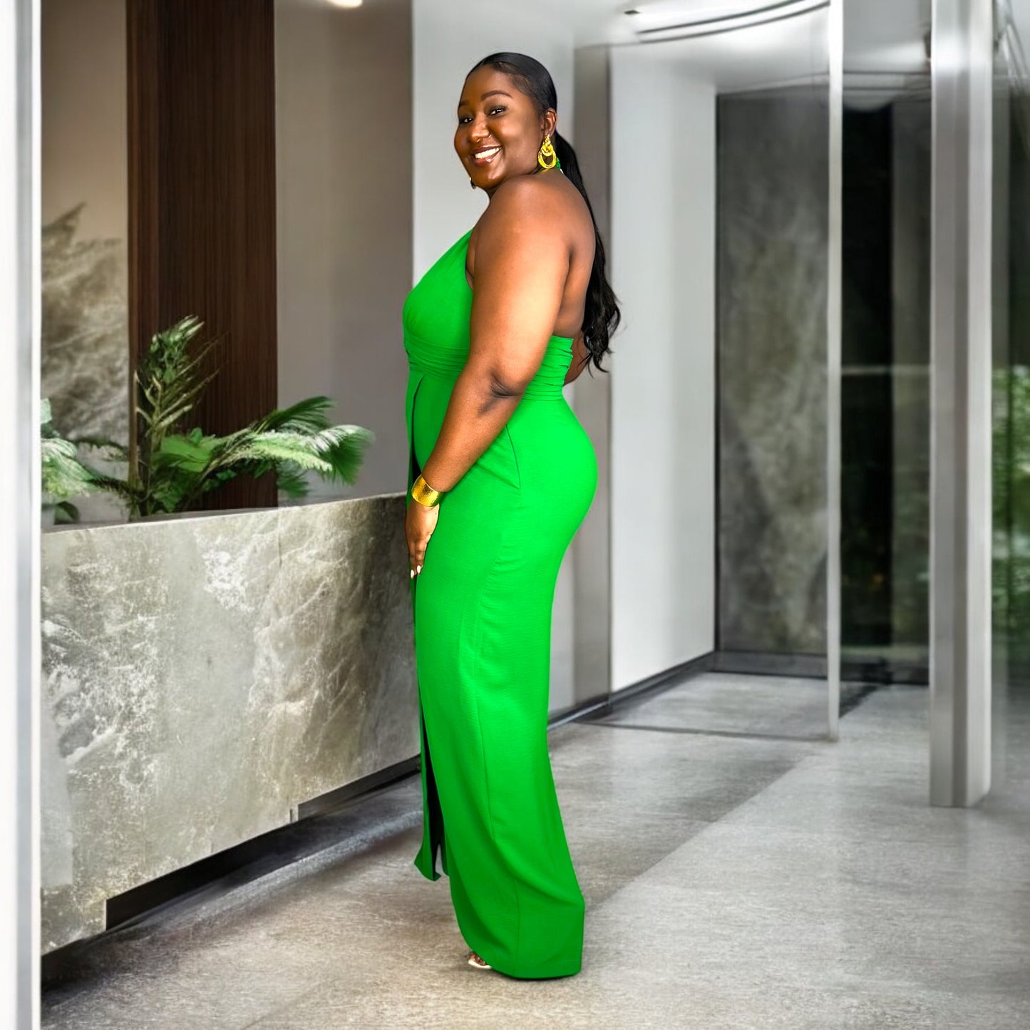 Emerald Curve Halter Jumpsuit
