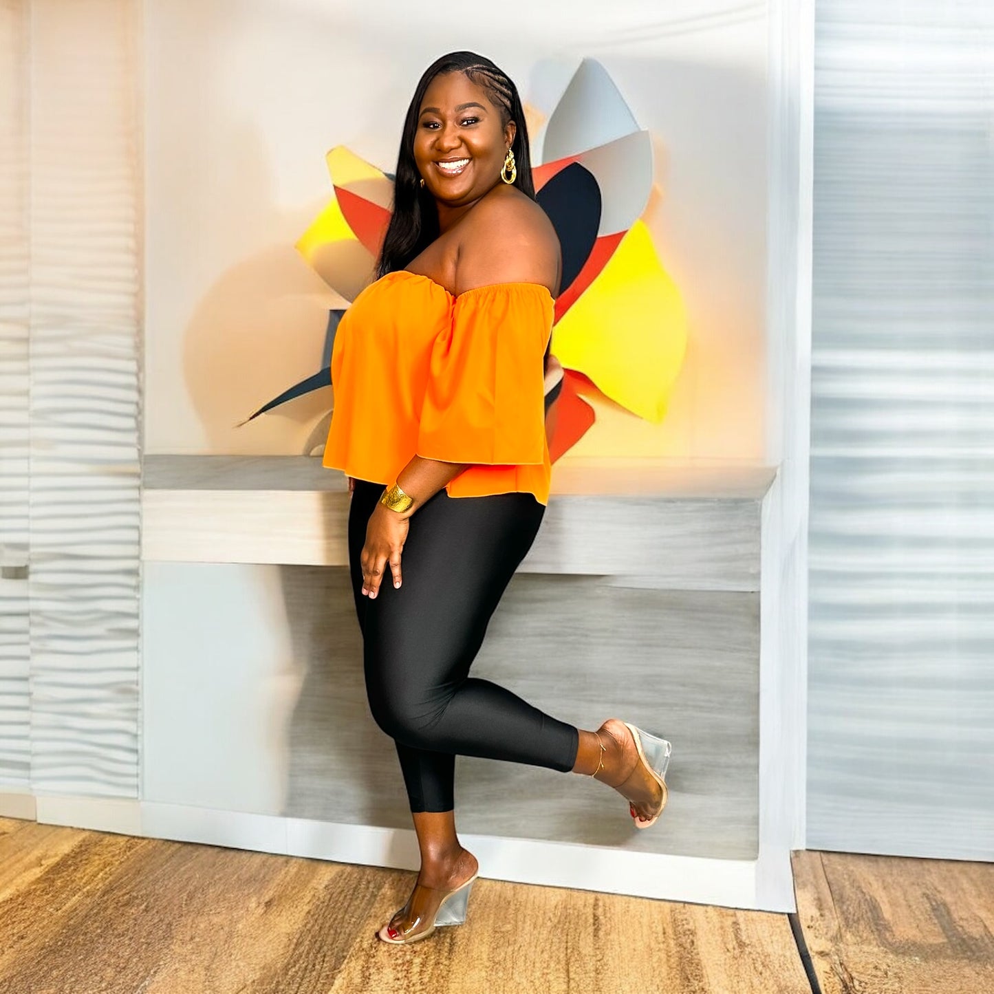 Sunset Chic Off-Shoulder Top