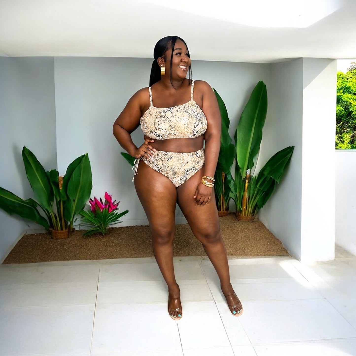 Desert Snake High-Waist Bikini Set