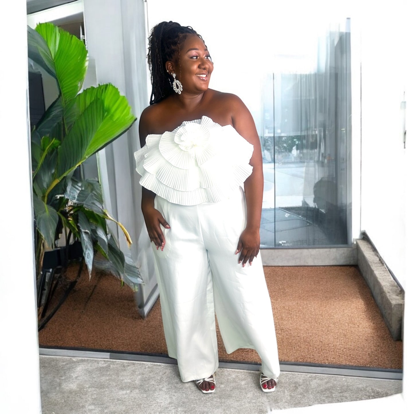 Her Black Palazzo Pants-white