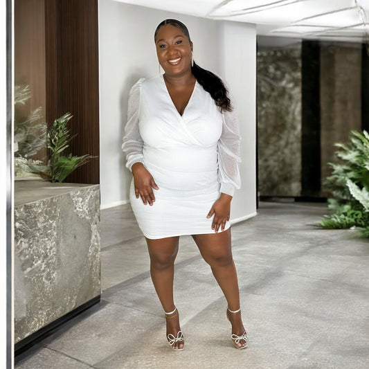 Glow Getter Mini Dress – White Sparkle