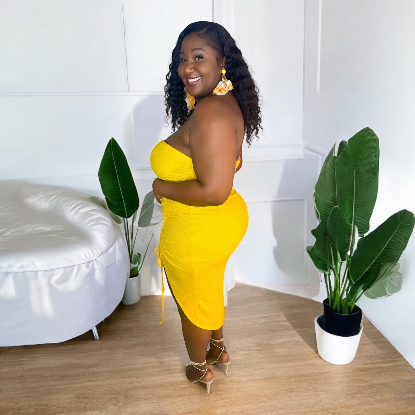 Mustard One Shoulder Dress