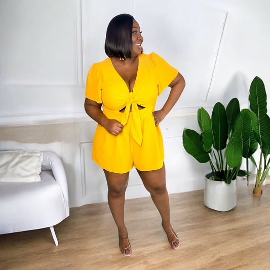 Mustard Tie Front Romper