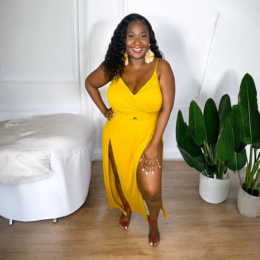 Mustard Split Maxi Dress