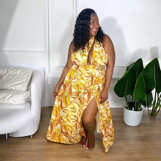 One Shoulder Leaf Dress