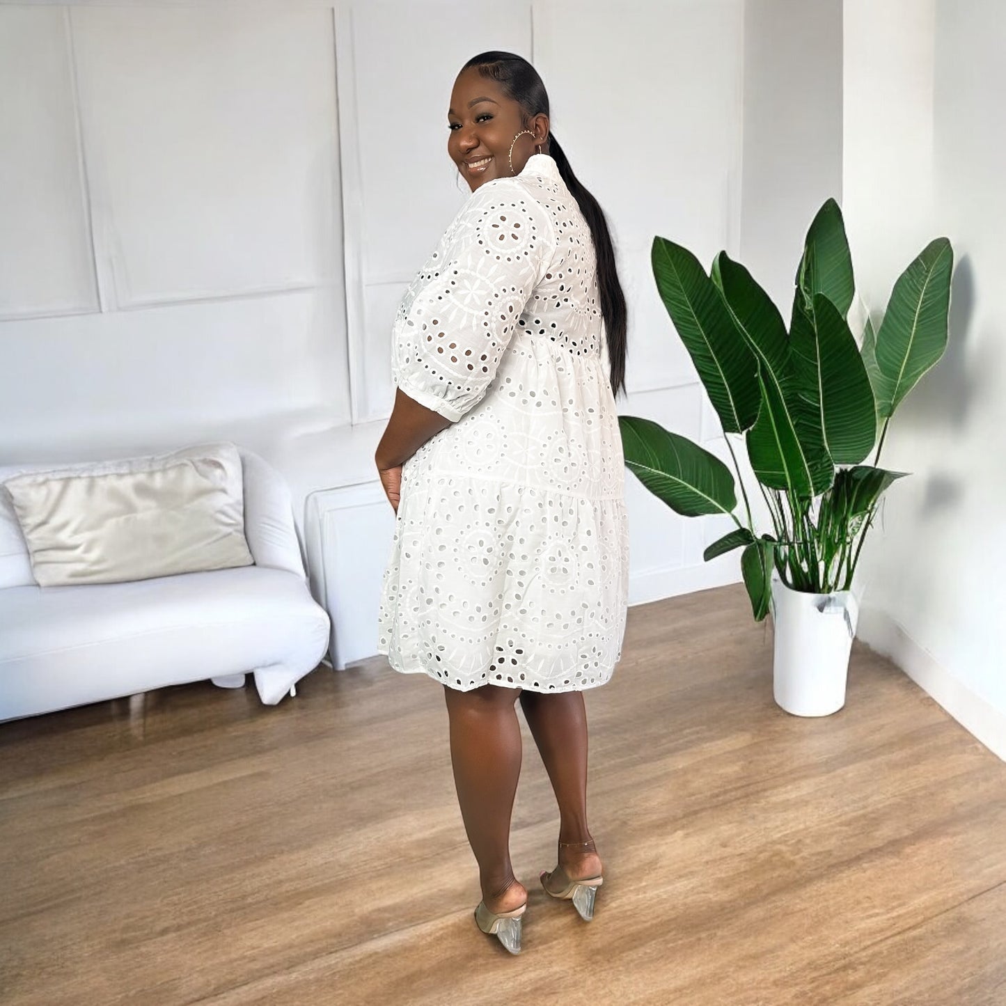 White Fall Eyelet Dress