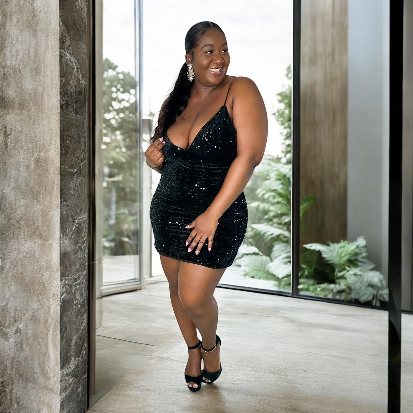 After Dark Sequin Mini Dress – Black