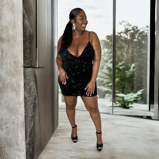 After Dark Sequin Mini Dress – Black