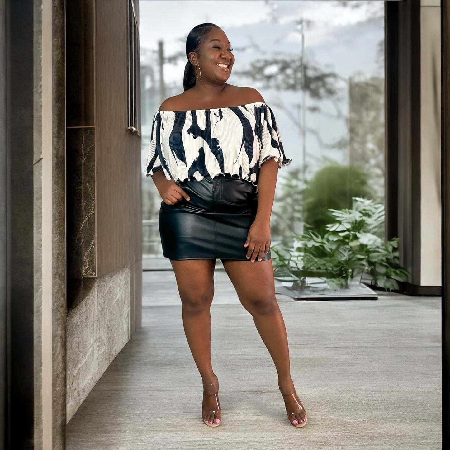 Sleek Cargo Leather Skirt 