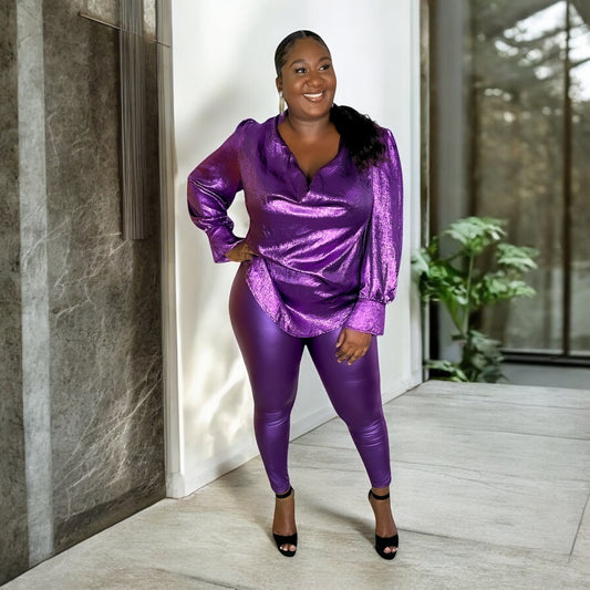 Shine Draped Blouse – Purple