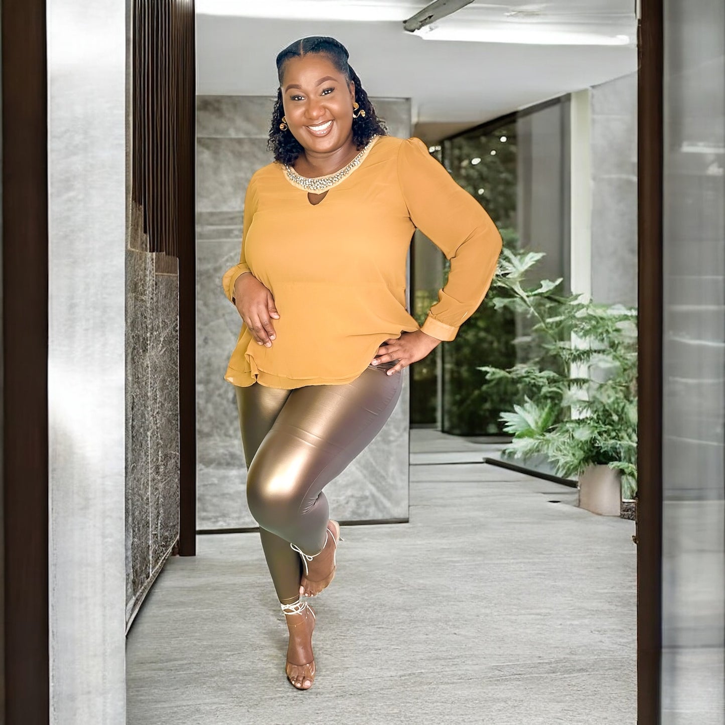 Brown Glam Peplum Blouse