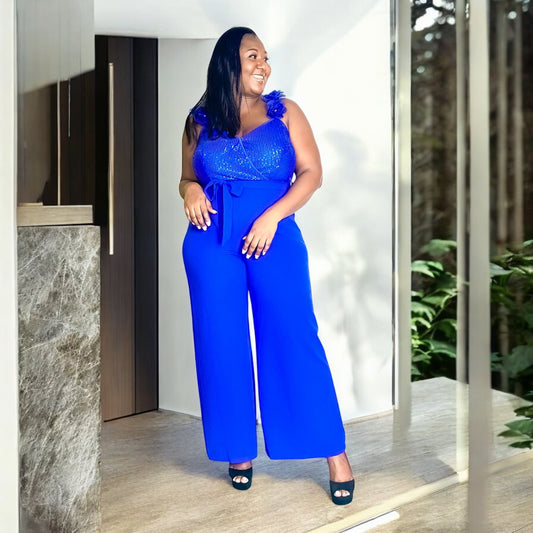 Royal Bloom Sequin Jumpsuit