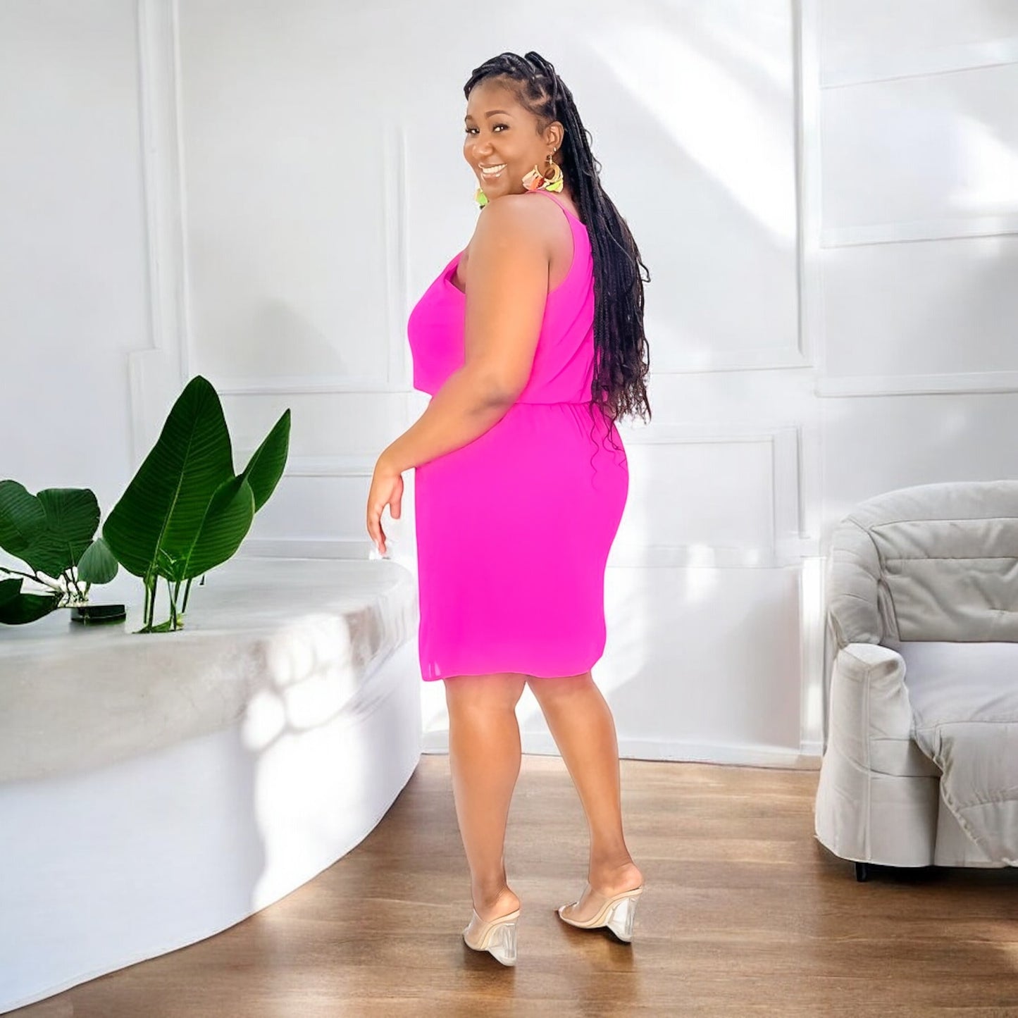 Flirty & Bright Dress - Fuchsia Pink