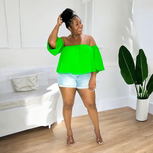 Lime Off-Shoulder Breeze Top