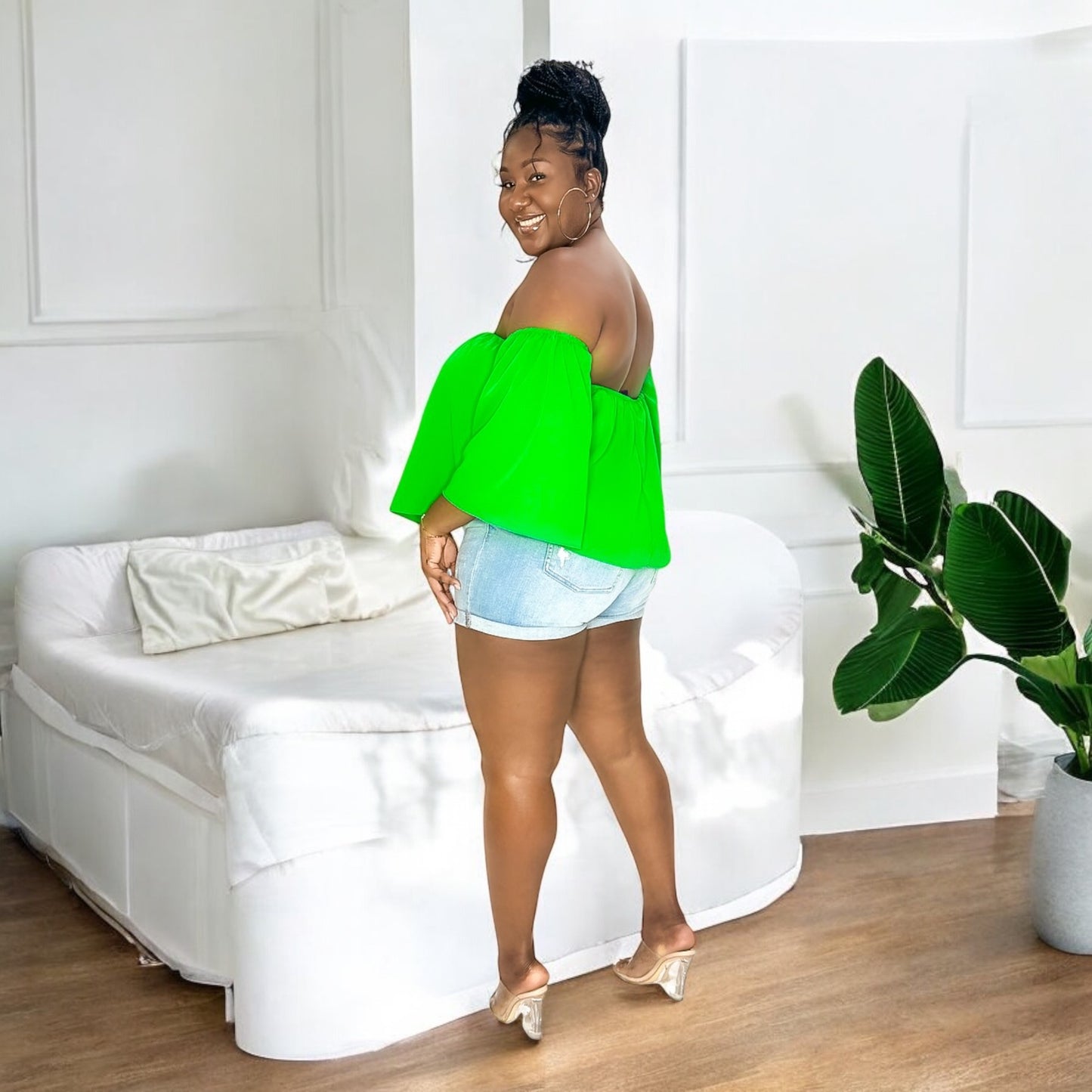 Lime Off-Shoulder Breeze Top