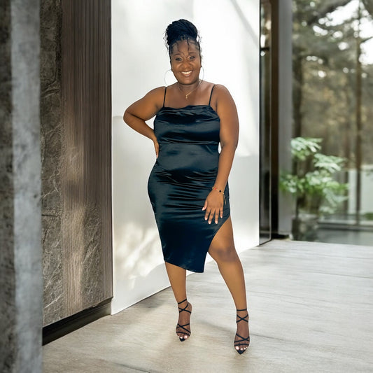 Midnight Mood Satin Slip Dress