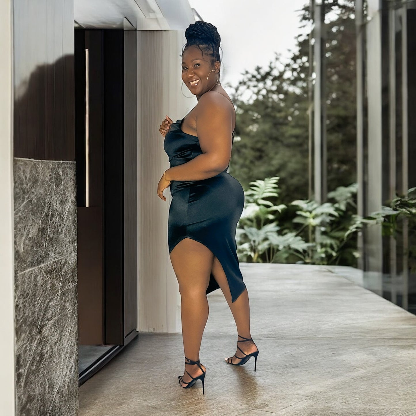 Midnight Mood Satin Slip Dress
