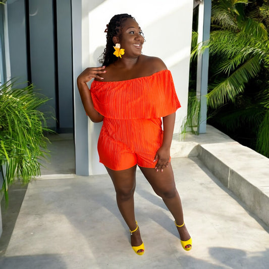 Sunset Sass Off-Shoulder Romper