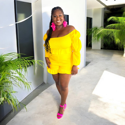 Sunshine Glow Ruffle Short Set