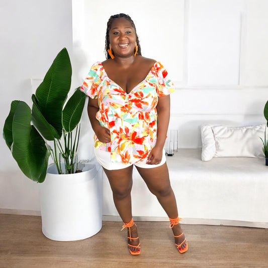 Tropical Bloom Babydoll Blouse