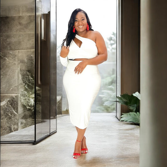 Sculpted Luxe Set – One-Shoulder Elegance