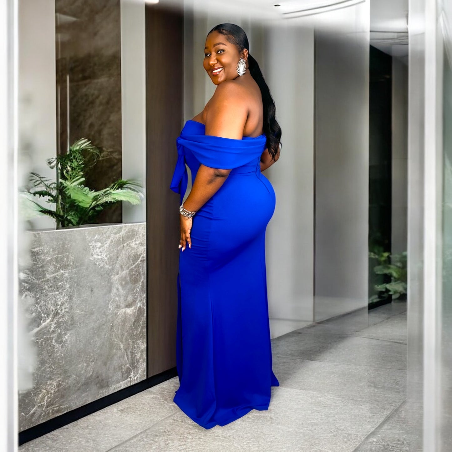 Bold Royale Slit Maxi Dress