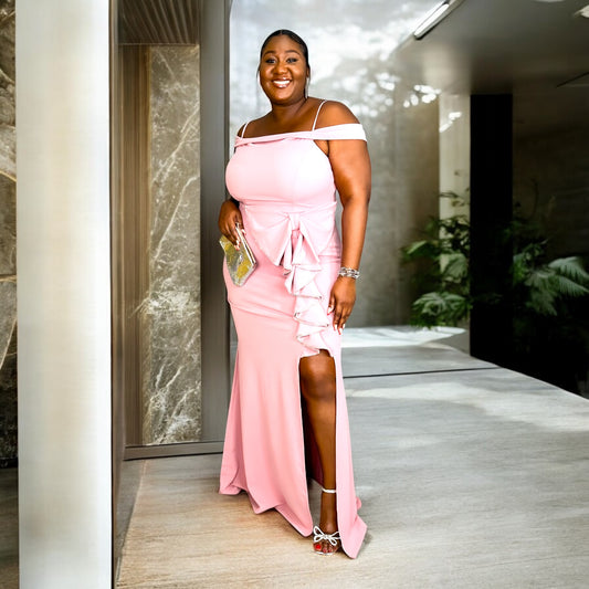 Blush Glamour Ruffle Gown