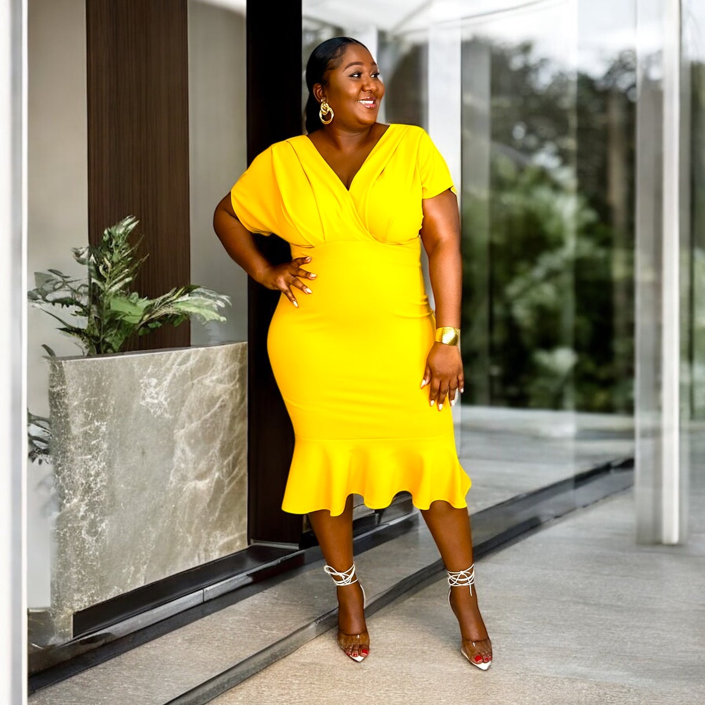 Mustard Muse Peplum Dress
