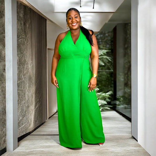 Emerald Curve Halter Jumpsuit